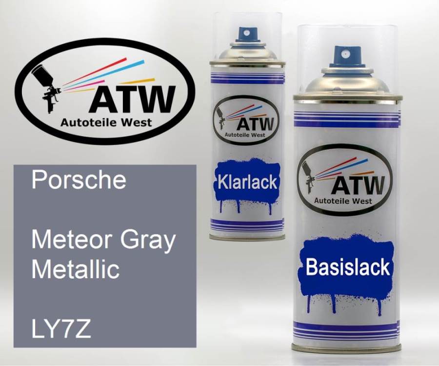 Porsche, Meteor Gray Metallic, LY7Z: 400ml Sprühdose + 400ml Klarlack - Set, von ATW Autoteile West.